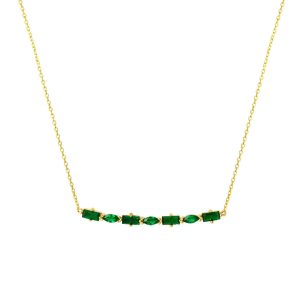 Vert avec Pierres Minimaliste a Chaine Or Collier