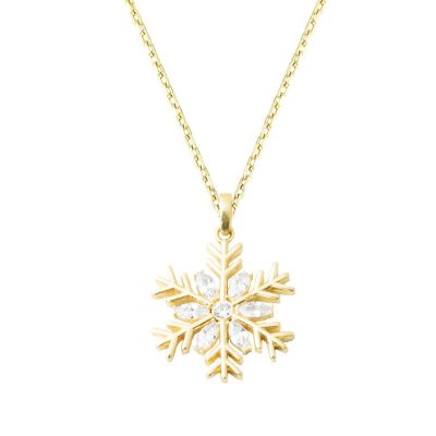 Goutte avec Pierres Flocon Or Collier