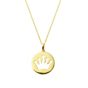 Kral Tacı Plaka Gold Necklace