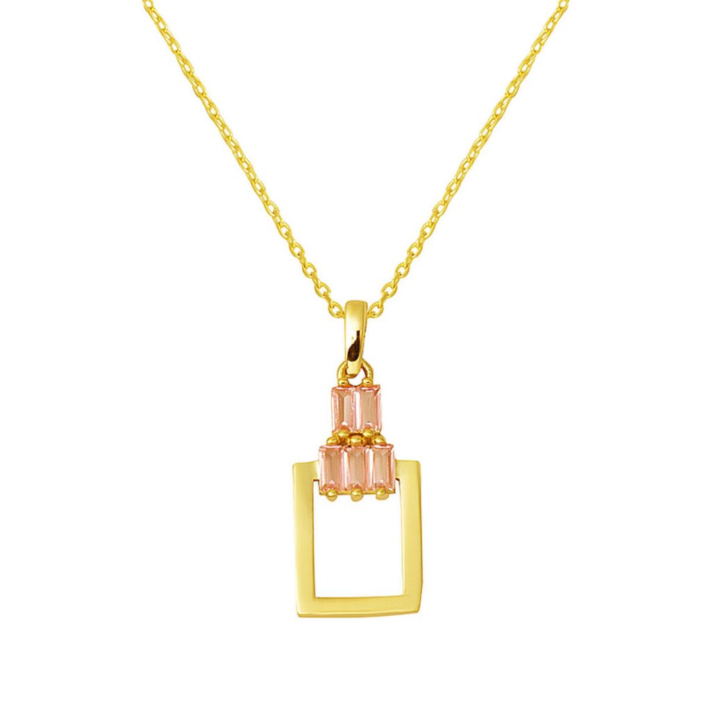 14 Carats Rose avec Pierres Köşe Or Collier