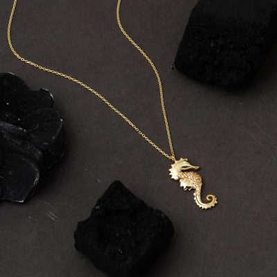 Deniz Atı Model Figürlü Altın Kolye - 14K - 1.93g - EZ Gold