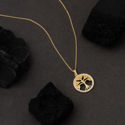 Hayat Ağacı Kadın Altın Kolye - 14K - 2.35g - EZ Gold