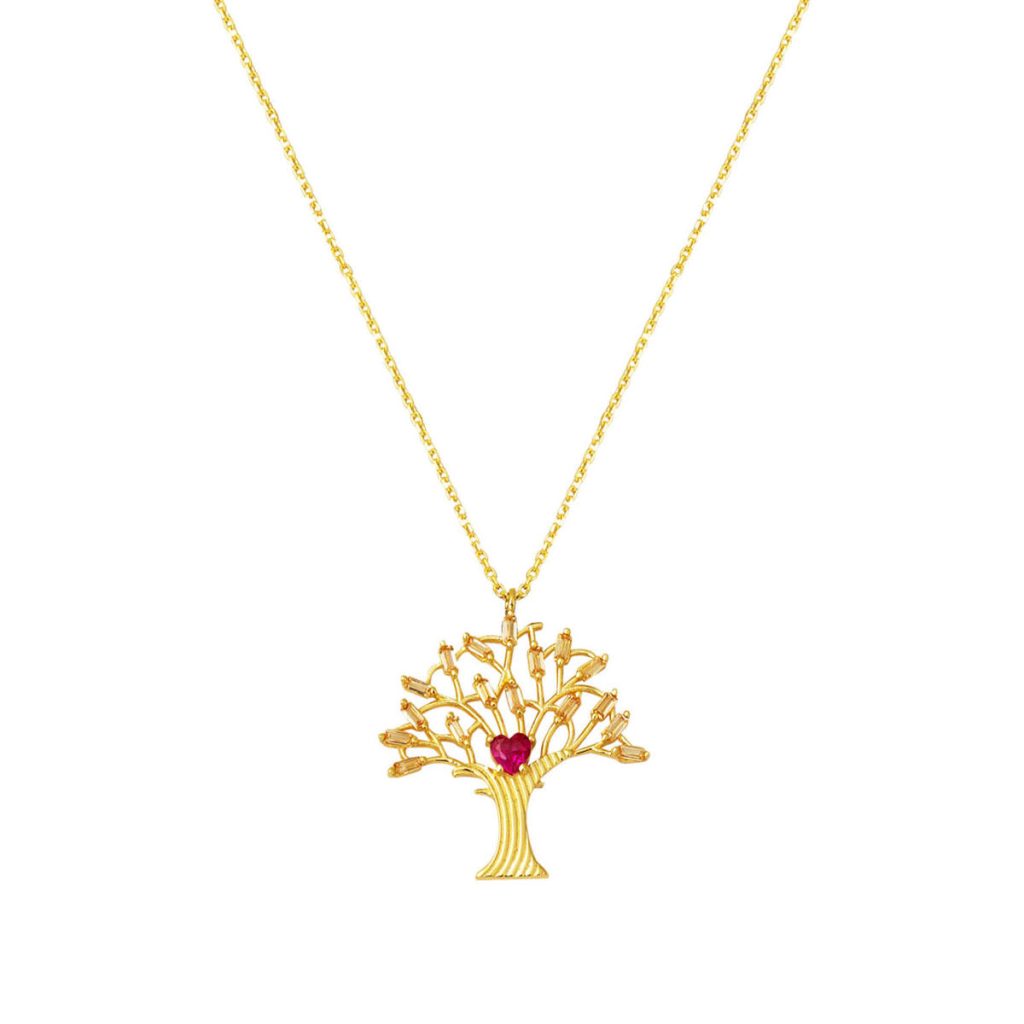 Modern Tree of Life Designed Gold Necklace