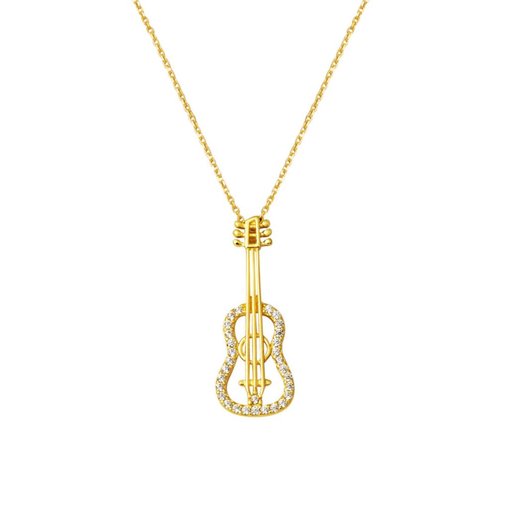 Gitar Model Women's Gold Necklace