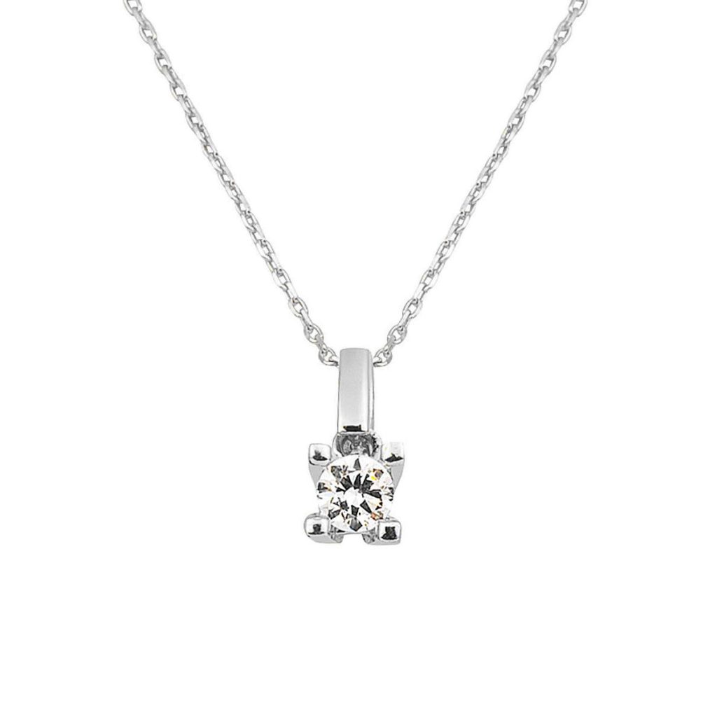 14 Karat White Gold Solitaire Women's Necklace