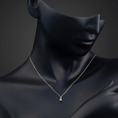14 Ayar Beyaz Altın Tektaş Kadın Kolye - 14K - 1.75g - EZ Gold