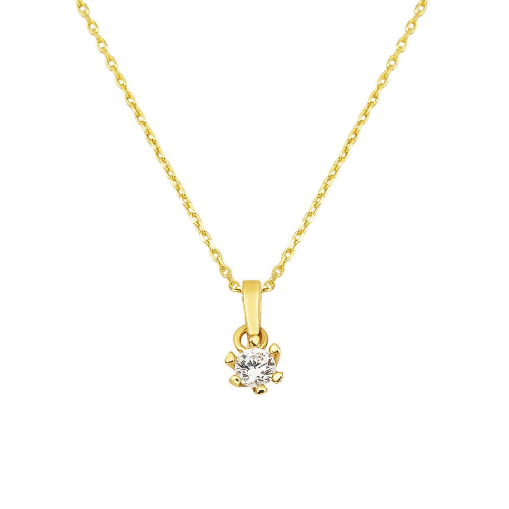 Altı Griffelı Solitaire Or Collier 14 Carats