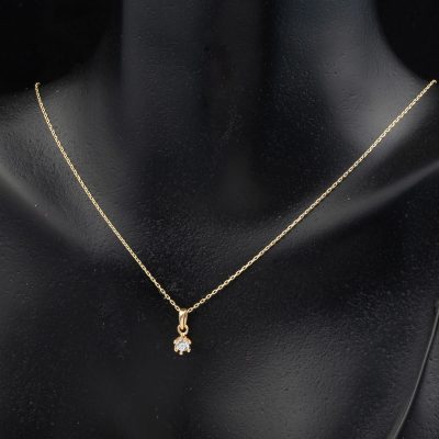 Altı Tırnaklı Tektaş Altın Kolye 14 Ayar - 14K - 1.45g - EZ Gold