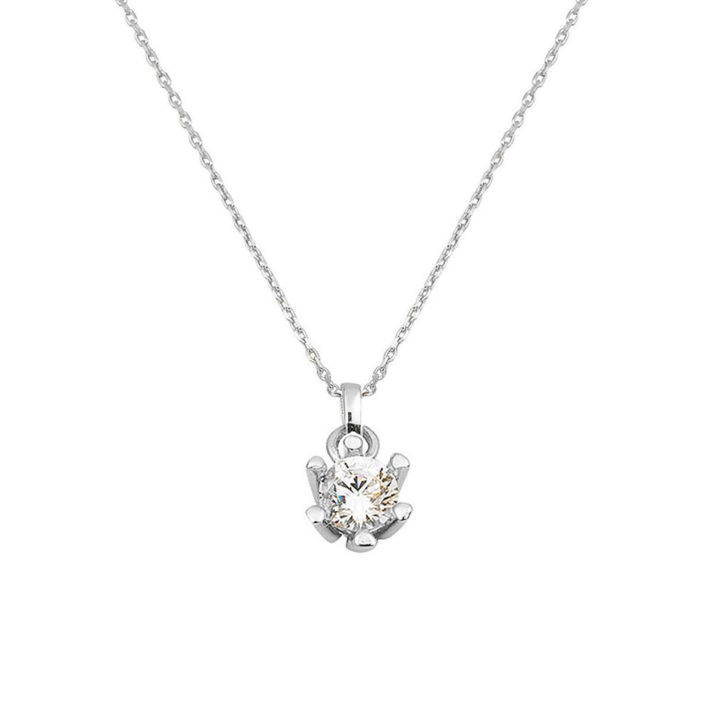 14 Karat White Gold Solitaire Spor Necklace