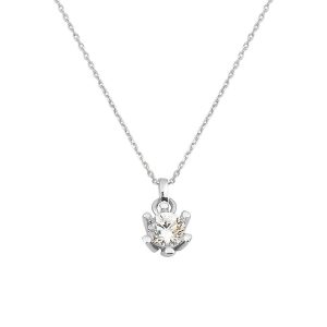 14 Karat White Gold Solitaire Spor Necklace