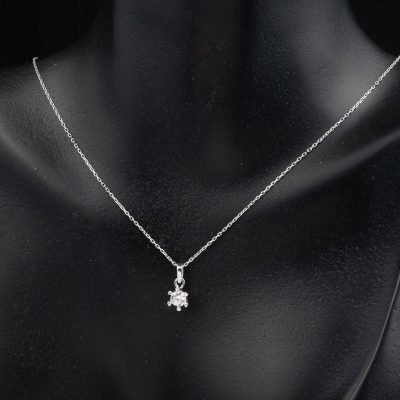 14 Ayar Beyaz Altın Tektaş Spor Kolye - 14K - 1.7g - EZ Gold