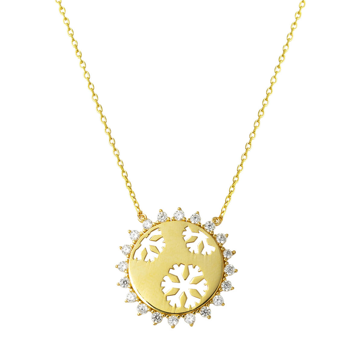 Snowflake & Sun 14 Karat Gold Necklace