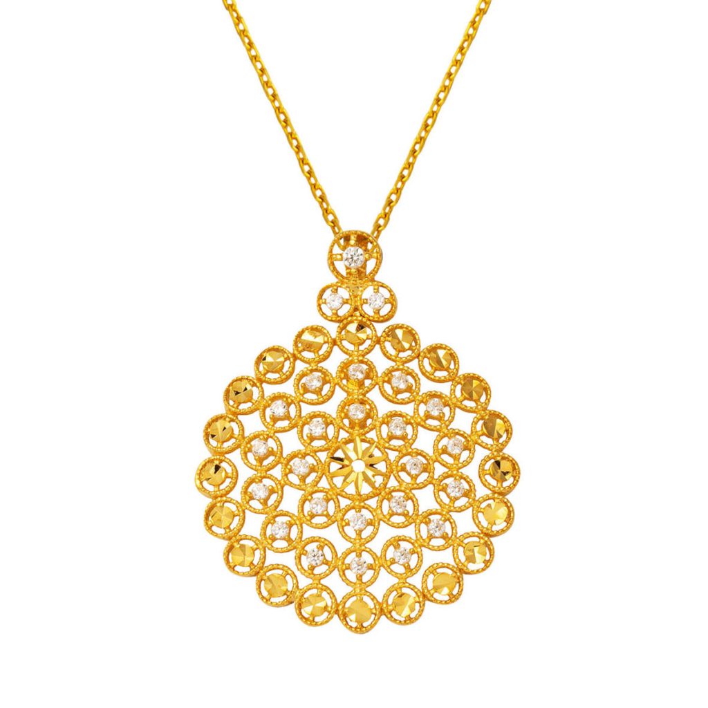 avec Pierres Fleur de Vie 22 Carats Or Collier