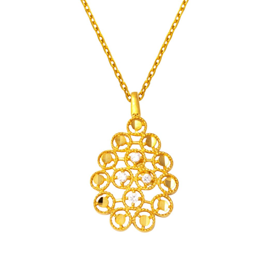 Drop Designed Chain 22 Karat Gold Necklace