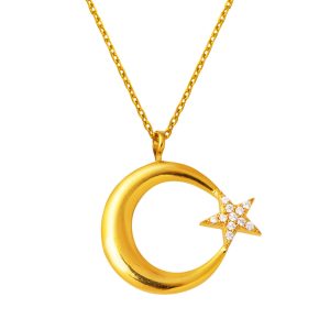 Lune Etoile 22 Carats Or a Chaine Collier