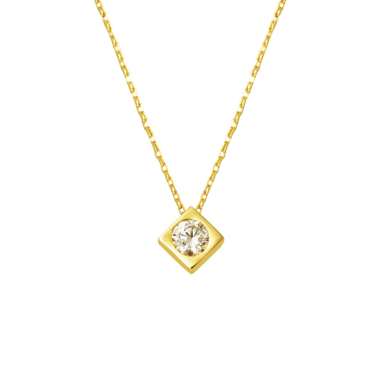 14 Carats Carré Model Tek pierre Or Collier