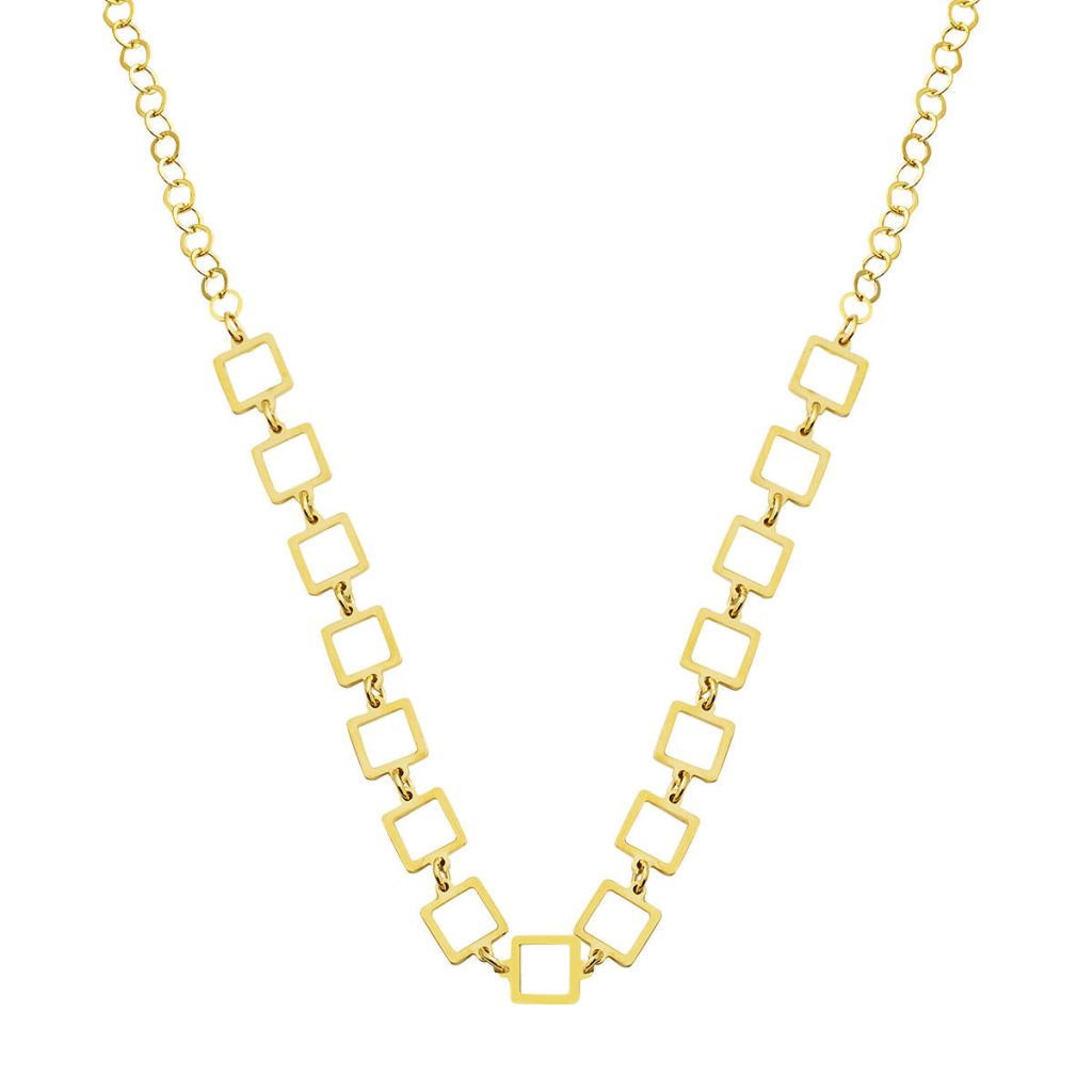 Square Hooplar Gold Chain Necklace