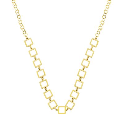 Square Hooplar Gold Chain Necklace