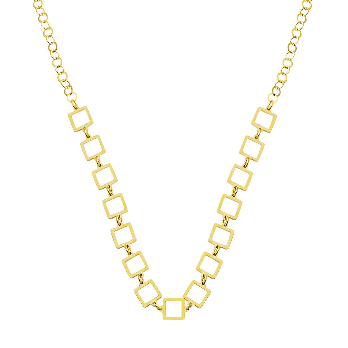 Square Hooplar Gold Chain Necklace