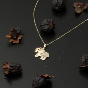 Yavru Fil 14 Karat Gold Necklace