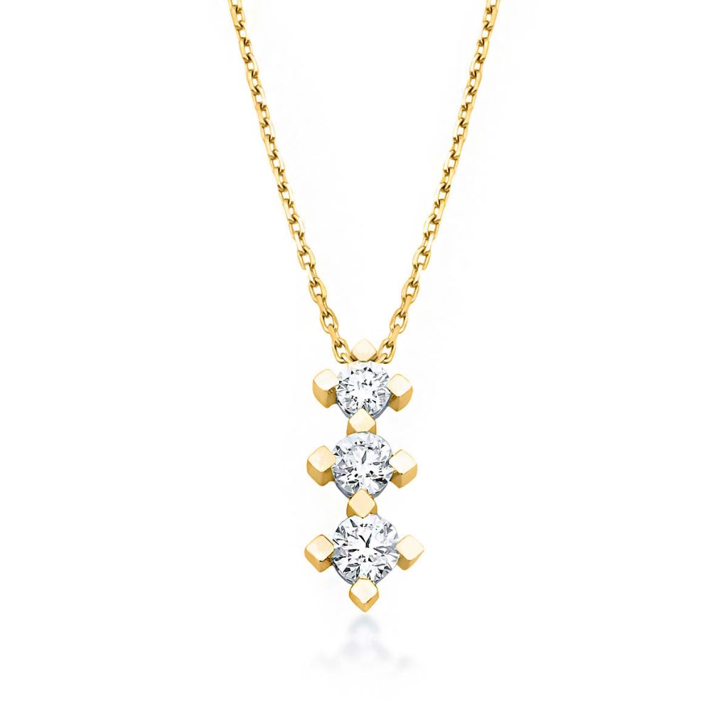 Tria 3 avec Pierres 14 Carats Or Collier
