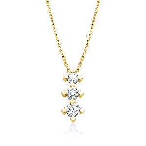 Tria 3 avec Pierres 14 Carats Or Collier
