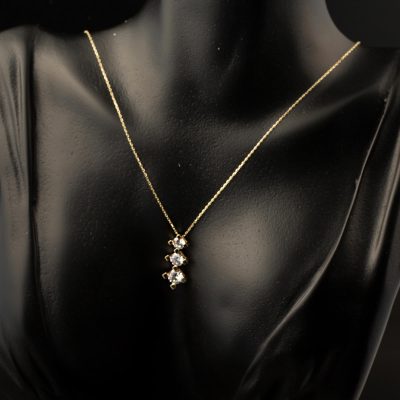Tria 3 Taşlı 14 Ayar Altın Kolye - 14K - 3.13g - EZ Gold