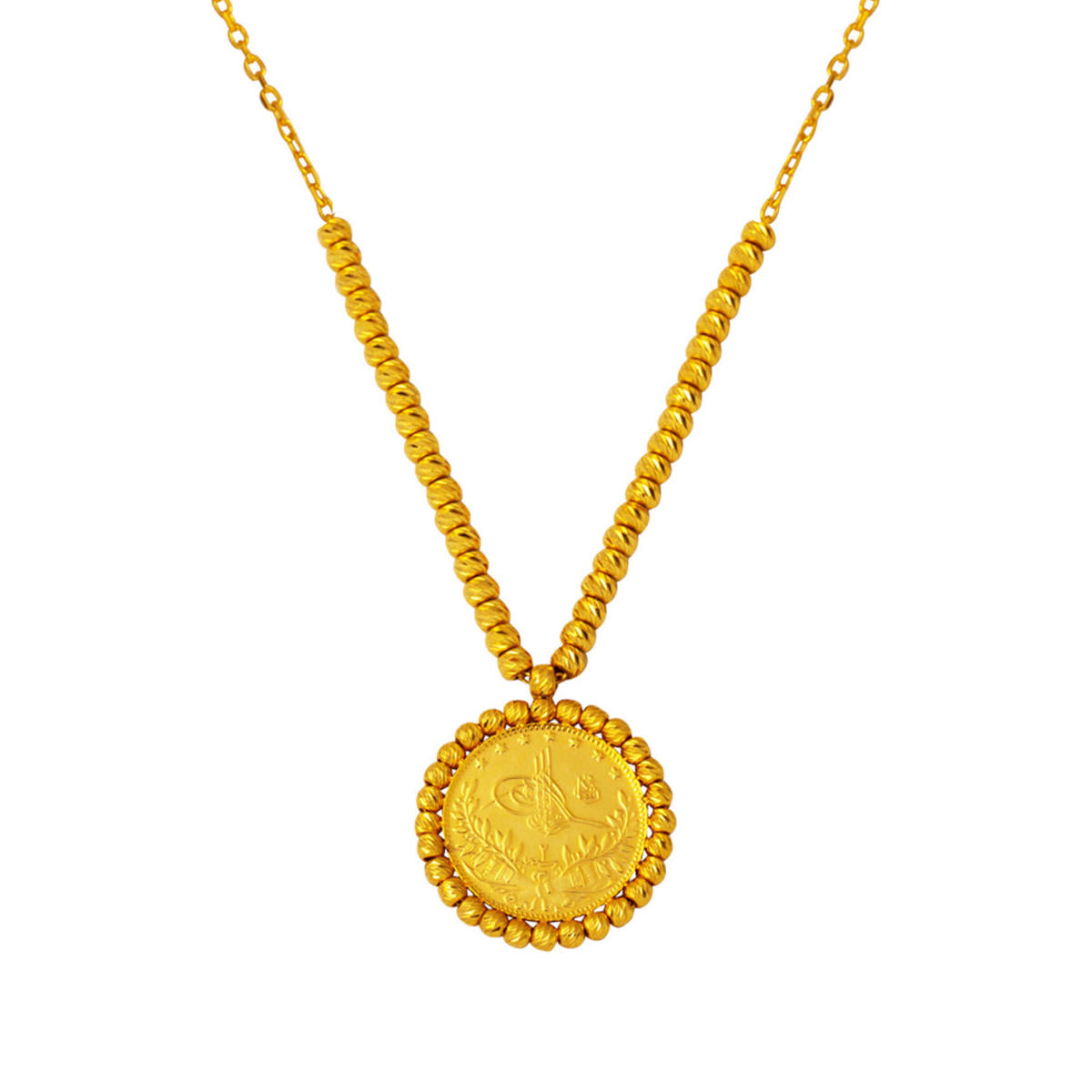 22 Karat Half Reşatlı Ball Beaded Gold Necklace