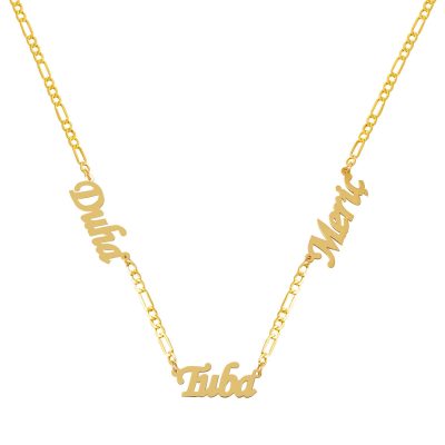 Figaro Zincirli Üç İsimlik 14 Carats Or Collier