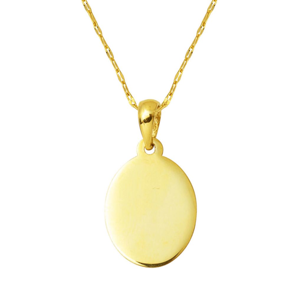 14 Karat Gold Oval Plaka Necklace