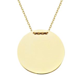 2,4 Cm Çaplı İsimlik 14 Carats Or Plaka Collier