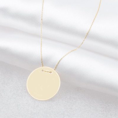 2,4 Cm Çaplı İsimlik 14K Gold Plaka Necklace - 14K - 2.62g - EZ Gold