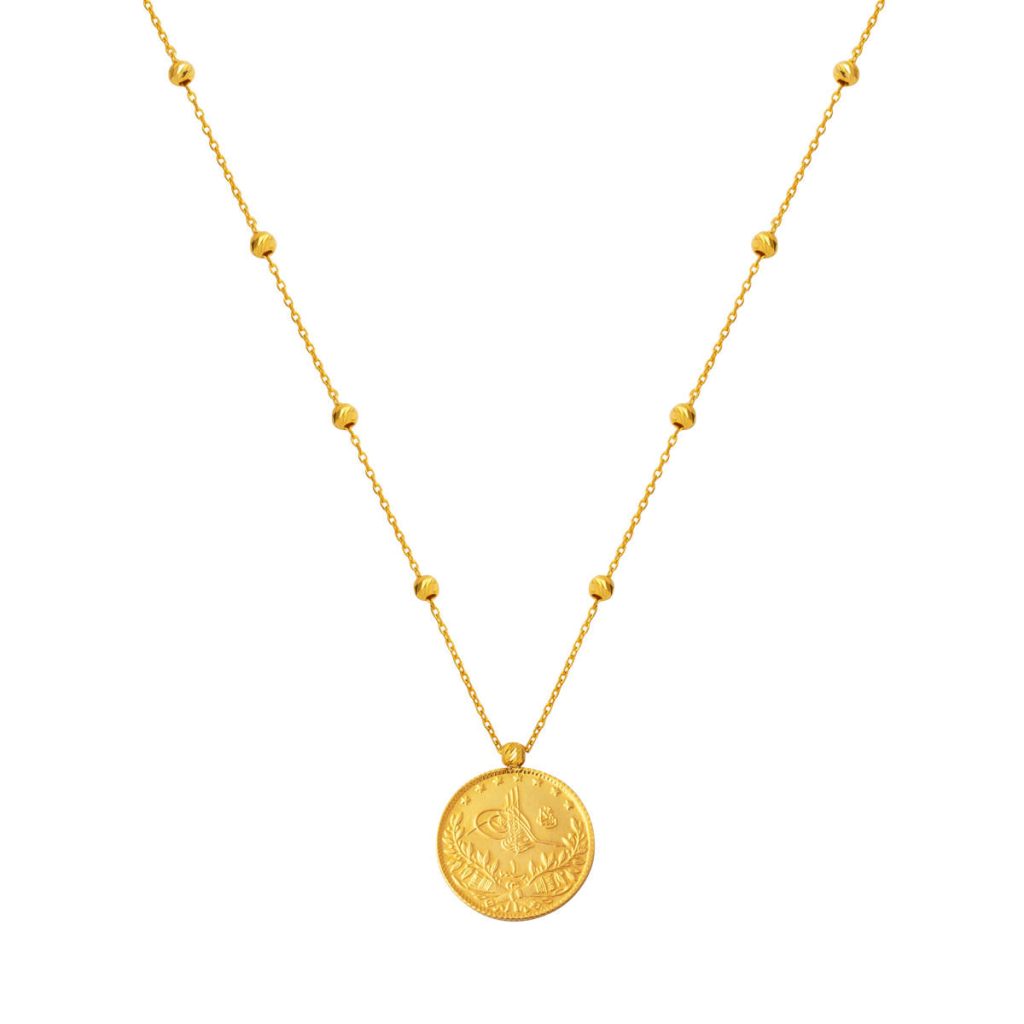 Quarter Reşatlı Beaded Chain 22 Karat Gold Necklace