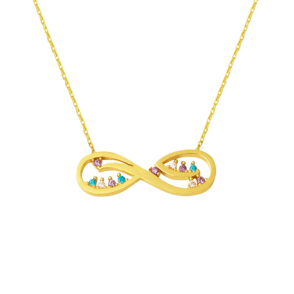 Colored Infinity 14 Karat Gold Necklace