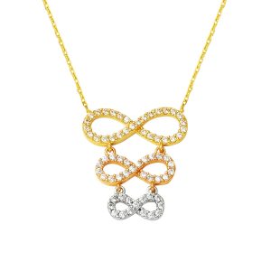 3 Coloré Infini 14 Carats Or Collier