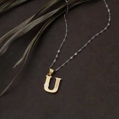 Lettera U Lettrei Zincirsiz 14 Carats Or Collier - 14K - 0.96g - EZ Gold
