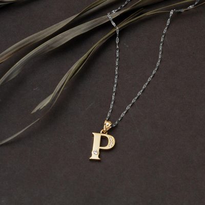 Lettera P Lettrei Zincirsiz 14 Carats Or Collier - 14K - 0.87g - EZ Gold