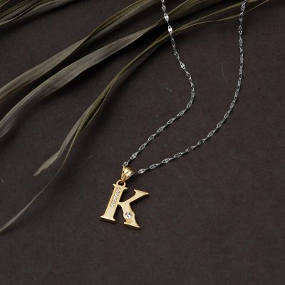 Lettera K Lettrei Zincirsiz 14 Carats Or Collier - 14K - 0.93g - EZ Gold