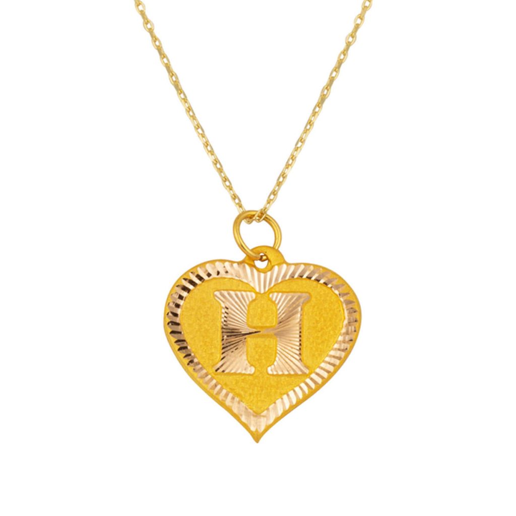 14 Carats H Lettrei avec Cœur Or Collier