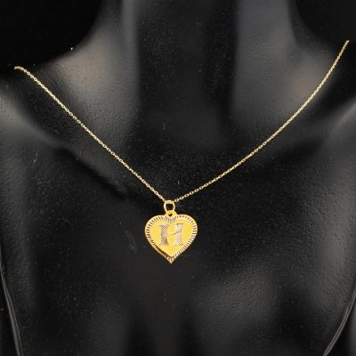 14 Carats H Lettrei avec Cœur Or Collier - 14K - 1.19g - EZ Gold