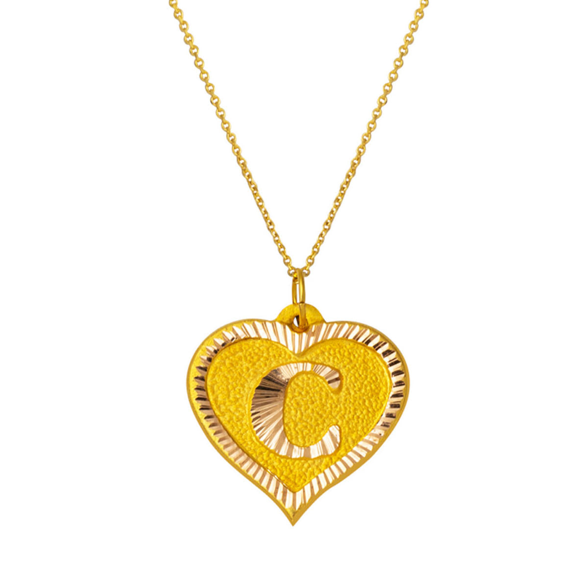 C Lettrei 14 Carats avec Cœur Or Collier