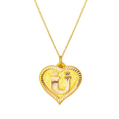 14 Carats Ü Lettrei Or avec Cœur Collier
