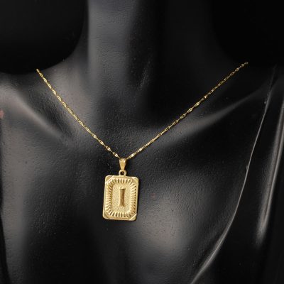 14 Carats Or I Lettre Collier Kare à Plaque - 14K - 1.57g - EZ Gold