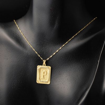 14 Ayar Altın P Harf Kolye Kare Plakalı - 14K - 1.64g - EZ Gold