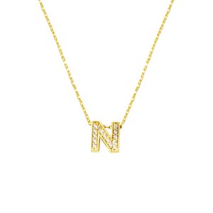 with Stones N Letterli Minimalist Letter Gold Necklace