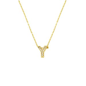 avec Pierres Y Lettreli Minimaliste Lettre Or Collier
