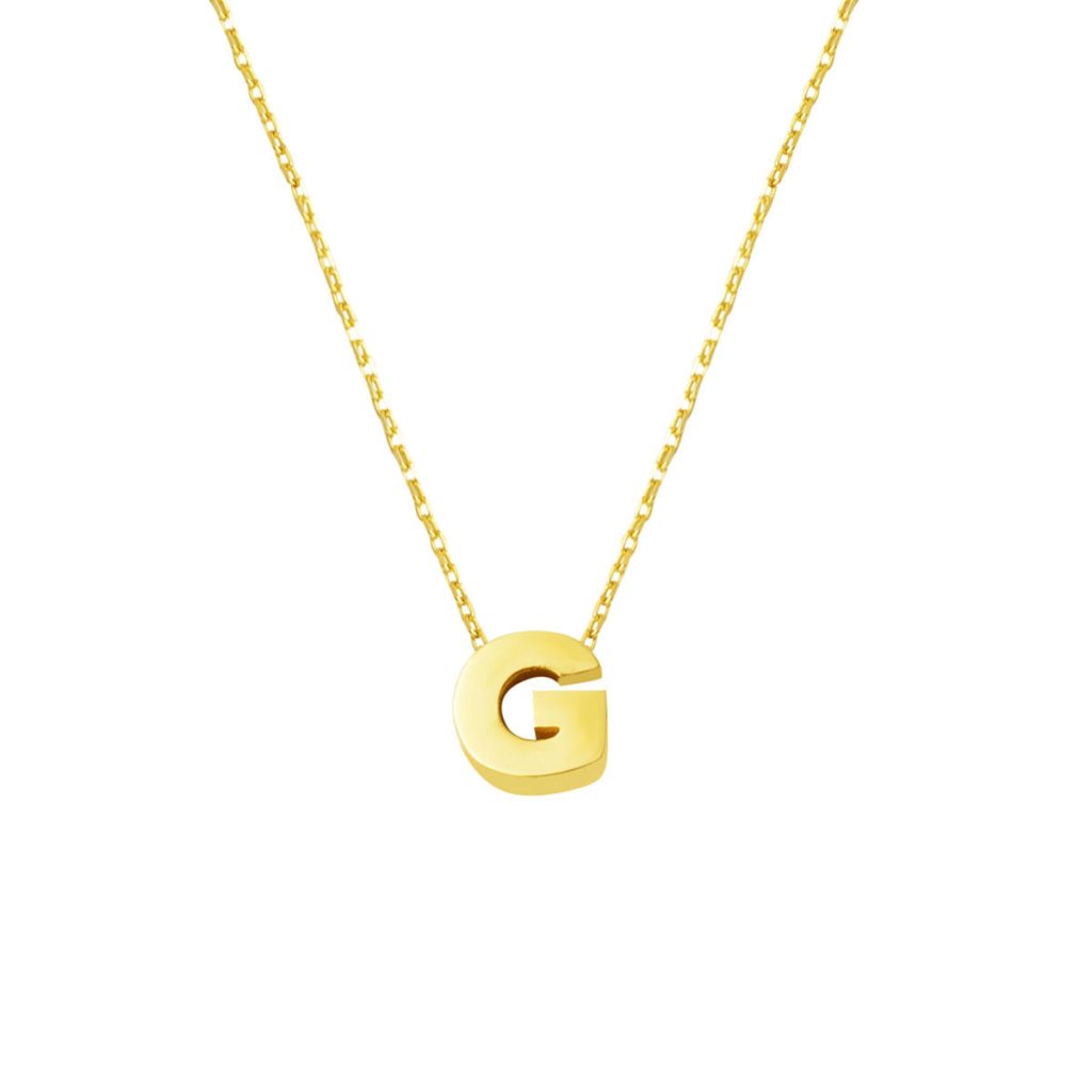 G Letteri 14 Karat Gold Plain Minimalist Letter Necklace