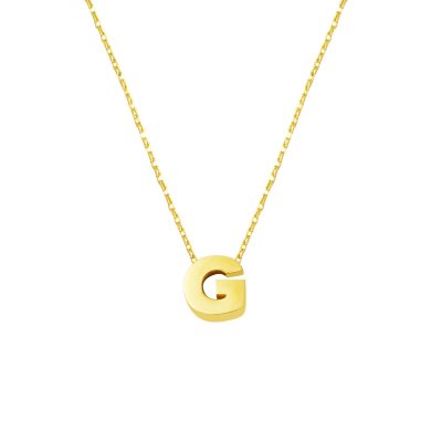 G Harfi 14 Ayar Altın Taşsız Minimal Harf Kolye