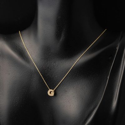 G Harfi 14 Ayar Altın Taşsız Minimal Harf Kolye - 14K - 1.37g - EZ Gold