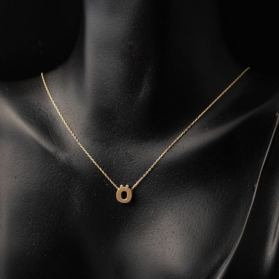 Ö Harfi 14 Ayar Altın Taşsız Minimal Harf Kolye - 14K - 1.56g - EZ Gold